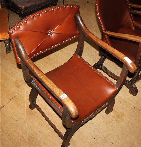 Armchair with leather seat & back